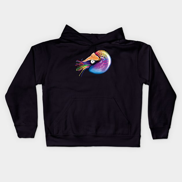 Rainbow Nautilus Kids Hoodie by mpflies2